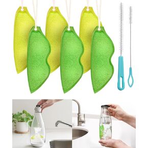 Magic Beans Bottle Cleaner, Bottle Cleaning Sponge, Cleaning Sponge, Beans-Shaped Bottle，Reuseable Bottle Cleaning Sponge, Heat Resistance Bottle Sponge for Internal Cleaning of Small Mouth(Green)