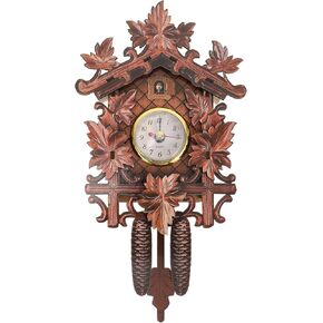 DECHOUS Wall Clock Retro Hanging Clock Living Room Chime Clock Retro Decor Clock Cottage Clock Ornament Wall Decorative Clock Retro Clock Bird Clock Wood Digital Alarm Clock