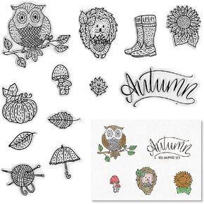 Autumn Thanksgiving Pumpkin Vine Greeting Words Clear Stamps for Card Making Scrapbooking Crafting DIY Decorations, Pumpkin Transparent Silicone Stamps Seal for Embossing Album Crafts…