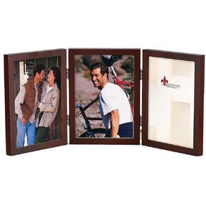 Lawrence Frames Hinged Triple Walnut Wood Picture Frame, Gallery Collection, 4 by 6-Inch