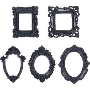 FINGERINSPIRE 5 Pcs Resin Frame Gothic Photo Frame Black Antique Picture Frame Wall Gallery Picture Frame Without Glass or Backing DIY Small Manicure Photo Frame Home Photography Decoration