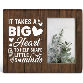 Teacher Gifts From Students, Thank You Gifts for Teachers, Rustic It Takes a Big Heart to Help Shape Little Minds Wood Picture Frame 8 x 10 Inch Tabletop and Wall Mounting (Display Photo 4 x 6 Inch)