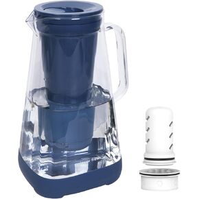 إبريق مياه زجاجي من جلاسير فريش للصنبور ومياه الشرب مع غشاء وفلتر منشط، يقلل من الكلور وطعم الرصاص، درجة الطعام ومواد خالية من البيسفينول أ، 10 أكواب، أبيض in Kuwait