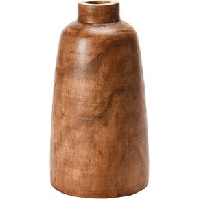 Creative Co-Op Paulownia Wood, Brown Vase, Walnut