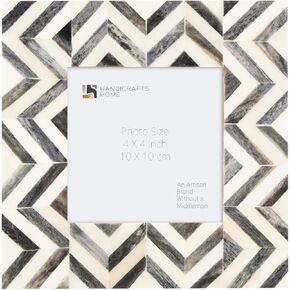 Picture Frames Photo Frame Chevron Herringbone Vintage Wooden Handmade Naturals Bone Classic Size 4x4 Inch (Turq)