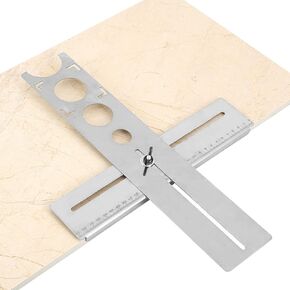 AUNMAS Adjustable Tile Hole Locator Stainless Steel Ruler Universal Drill Punch Measuring Tool for Accurately Cutting Glass Ceramic