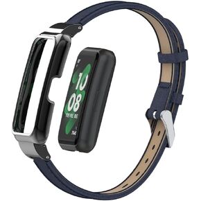 Wristband Compatible with Huawei Band 8 Band,Leather Replacement Bracelet Strap Accessories with Metal Frame for Huawei Band 7/8/9