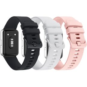 Nigaee 3 Pack Soft Silicone Watch Bands Compatible with Samsung Galaxy Fit 3,Adjustable Breathable Replacement Sport Straps & Slim Lace Silicone Wristbands for Women Men in Kuwait