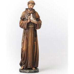 BC Catholic Saint Francis Statue, Inspirtional Garden Figure, Religious Gift,Devout Home décor,10.5" H, Renaissance Sculpture Handmade by Buildclassic