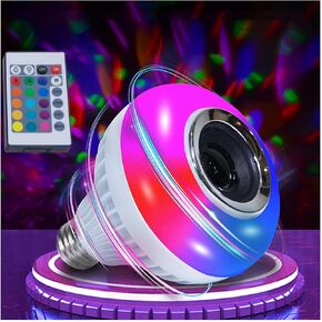 AIDENOEY LED Music Light Bulb with Built-in Bluetooth Speaker,E26 Base Wireless12W Single Smart Light Bulb,Remote Control White+RGB Colors Speaker Bulb for Party, Home, Christma Decorations