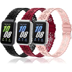 3 Pack Lace Silicone Bands Compatible with Samsung Galaxy Fit 3,Adjustable Breathable Replacement Straps Soft Wristbands for Women Men in Saudi Arabia