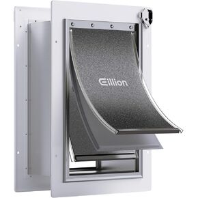 Eillion 3 Flaps Pet Door for Wall, with Closing Panel and Lock, Dog Door and Cat Door with Aluminum Alloy Frame and Expandable Tunnel, Durable Design Suitable for Pets Up to 100 lbs. Large Size