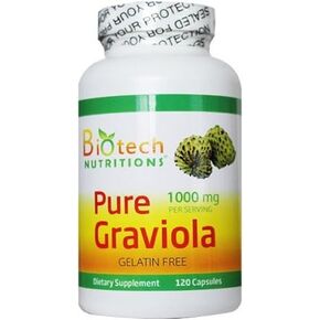 Pure Graviola Annona Muricata, 1000 mg Serving, 120 Vegetable Capsules