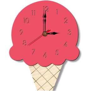 ARTIBETTER wall clock for kids ice cream shaped clock hanging wall clock creative clock creative simple bedroom clock living room hanging clock Wooden household child