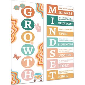 QOUBAI Eucalyptus Growth Mindset Classroom Decorations Growth Mindset Posters Bulletin Board Banner Motivational Change Growth Inspirational School Poster for Preschool Elementary Middle School
