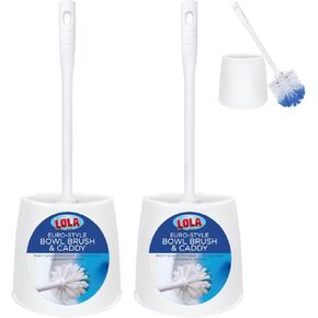 Toilet Brush and Holder Set, Classic Version, Durable, Strong Bristles for Deep Cleaning, Non-Scratch w/Compact Space Saving Storage Holder, 2 Pack
