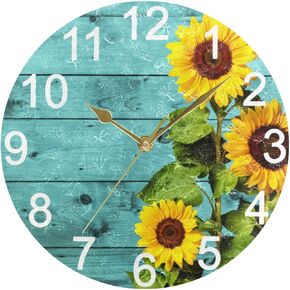 J JOYSAY Teal Turquoise Round Wall Clock for Kitchen Bathroom Silent Non Ticking Decorative Wall Clock Battery Operated Art Clock for Home Bedroom Office Living Room, 9.8 Inch