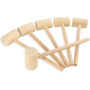 Small Wooden Hammer for Chocolate Breakable Heart, Wooden Mallets for Chocolate Smash Pounding Beating Mini Gavel for Chocolate Heart, Crafts and Party Game Props 6Pack