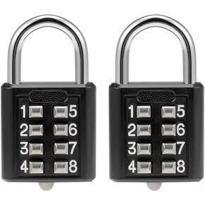 uxcell® 8-Digit Combination Padlock Push Button Lock for Locker Cabinet Silver Tone 2Pcs
