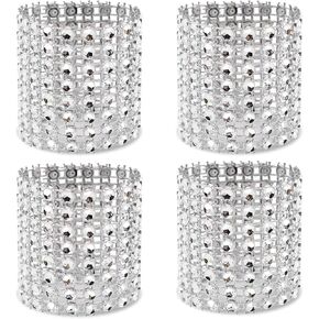 YYaaloa 50 PCS 5.1'' by 1.5'' Imitation Diamond Rhinestone Napkin Rings for Wedding Party Banquet Reception Catering Decoration (Silver 50PCS)