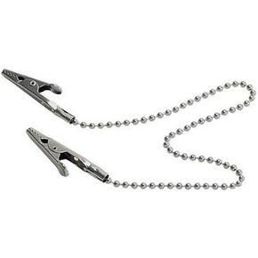 Metal Napkin Clip Chain Bib Holder Baby Elderly Adult Bib Clip Neck Strap Length 12"- Keep Your Napkin Securely Placed While Dining (2)