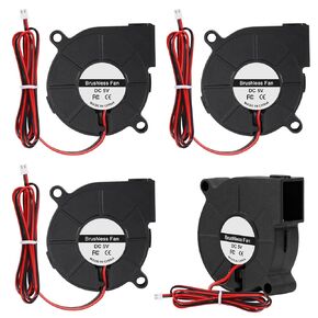 4pcs 50mm 5015 Blower Fan 24V Fans Blower Turbine Turbo Dual Ball Bearing, 1000mm/39in Cable Brushless Cooling 50mmx15mm 2PIN for 3D Printer Hotend Extruder (24V)