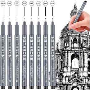 مجموعة أقلام هيثرون الصغيرة، أقلام رسم بني داكن مقاس 8، أقلام حبر مقاومة للماء للفنانين الذين يرسمون والكتابة in Kuwait