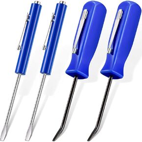 4 Pieces Pocket Screwdriver with Magnet Mini Slotted Head Magnetic Pocket Screwdriver with Mini Pry Bar Set Pocket Clips for Home Office Car Repair Tools Mechanics Electricians Technicians (Blue)