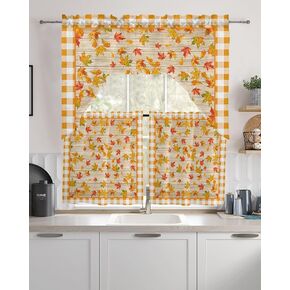 Spring Bee Tulip Sunflower Swag Valance Kitchen Curtains, Rod Pocket Valance Curtain Panels for Bedroom Living Room Bathroom Cafe Windows, Summer Red Truck Flower Floral 56''x36''