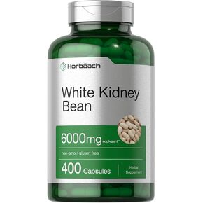 Horbäach White Kidney Bean Extract Capsules | 6000mg | 400 Count | Non-GMO & Gluten Free