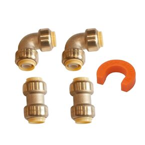1/2" Combo Straight Coupling U008LF & 90 Degree Elbow U248LF with Disconnect Tool - Lead-Free Brass Push To Connect Fitting for Copper, PEX, CPVC, HDPE and PE-RT Plumbing Tools (Pack of 4)