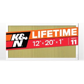 K&N 12x20x1 HVAC Furnace Air Filter, Lasts a Lifetime, Washable, Merv 11, the Last HVAC Filter You Will Ever Buy, Breathe Safely at Home or in the Office, HVC-11220