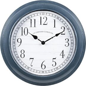 La Crosse Clock 404-3841B 16-inch Everly Gray Quartz Analog Wall Clock