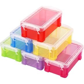 6 Pcs Mini Plastic Boxes, 5.5'' x 3'' x 1.8'' Small Clear Storage Containers with Locking Lids, Clear Plastic Organizers for Crafts, Stationery, Jewelry, Sewing, Multipurpose Cases for Accessories
