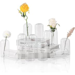Bud Vases Set of 9, Glass Vases for Centerpieces, Small Vases for Flowers, Flower Vases for Centerpieces, Mini Vases for Wedding Table Decor, Clear Bud Vases for Home Decor