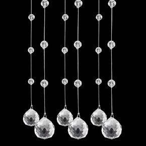 Crystal Beaded Strands Clear Glass Beads Curtain Hanging Wedding Props Decor Curtain Chandelier Door String Hanging Ceiling Decoration Accessories Christmas Tree Ornaments (1.3 Feet*5pcs)