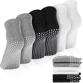 3 Pairs Pilates Socks for Women Men, Non Slip Grip Socks Anti Skid Yoga Sock with Grips for Yoga Ballet Barefoot Workout in Saudi Arabia