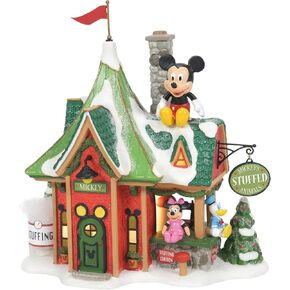 Department 56 North Pole Disney Village Mickey's Stuffed Animals Lit Building, 6.34 in H x 3.19 in W x 5.51 in L, Multicolor