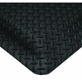 414.1516x3x10GY Diamond-Plate SpongeCote UltraSoft Mat, 3' Width x 10' Length x 15/16"" Thickness, Gray