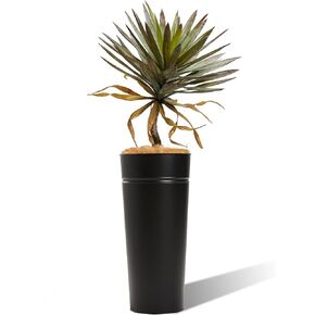 KOL 4.2FT 2-Pack Artificial Yucca Tree with Galvanized Steel Bronze Tall Planter, 51'' Realistic Fake Silk Faux Succulent Agave Tropical Plants, Elegant Home Office Porch Balcony Decor Indoor Outdoor