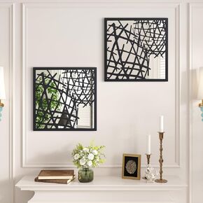 Decorative Mirrors, 12IN Wall-Mounted Mirrors Decor, 2 PCS Round Mirror for Wall Decor, Modern Mirror for Living Room Decor, Black Iron Frame with HD Mirror