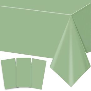 3Pack Sage Green Plastic Tablecloths for Rectangle Tables, Green Disposable Table Cloth, Waterproof Sage Green Table Cover for Birthday Bridal Wedding Baby Shower Party Decorations, 54 X 108Inch