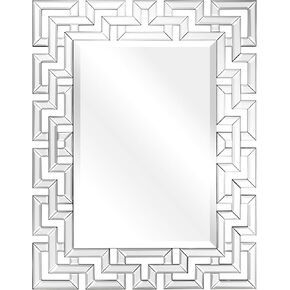 Empire Art Direct Wall, Elegant Geometry Decorative Rectangular, 0.75"-Beveled Antique Mirror for Bathroom,Bedroom,Living Room,Ready to Hang, 31" x 40", Clear