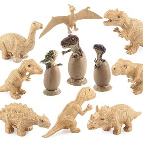 Children's Gold Dinosaur Figurines and Dino Eggs Party Decorations Set Birthday Centerpiece Cake Toppers Decor 11 PCS