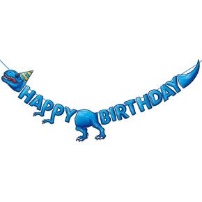 Watercolor Dinosaur Happy Birthday Banner - Dinosaur Birthday Party Decorations for Girls Kids Pre-Strung T-Rex Hanging Wall Decor Dino Party Supplies