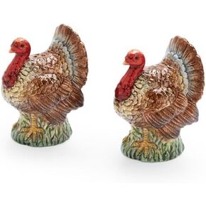 Spode 3.5" Turkey-Shaped Salt and Pepper Shakers - Dolomite Ceramic Farmhouse Décor for Formal Dining, Decorative Salt & Pepper Set with Easy Refill Bottom Stoppers, Ideal for Thanksgiving Table in Kuwait