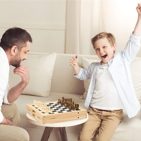 23.6 x 11.8 Inches Foldable Fast Sling Puck Game & Chess 2 in 1 Set, Hockey Curling Game, Slingshot Board Portable Wooden Game for Kids and Adults, Parent-Child Interactive Desktop Game for Family Party Game - Large in Saudi Arabia