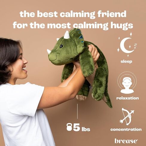 Brease Weighted Stuffed Animal - Green Dinosaur 5 lb, for Adults & Kids, Comforting & Soft 25 inch Huggable Dino Plush Toy in Saudi Arabia