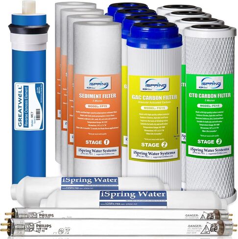 iSpring F8U 1-Year Replacement Filter Cartridge Set for 6-Stage Reverse Osmosis RO Water Filtration Systems with UV, Fits iSpring RCC7U RCC1UP, Without RO Membrane in Saudi Arabia