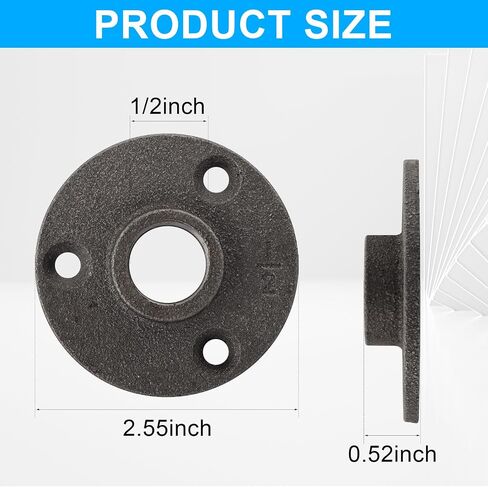 1/2 inches Malleable Cast Iron Pipe Flange 40 Pack, Industrial Pipe Flanges for Threaded Black Pipes and Fittings, DIY Steampunk Industrial Vintage Style. in Saudi Arabia
